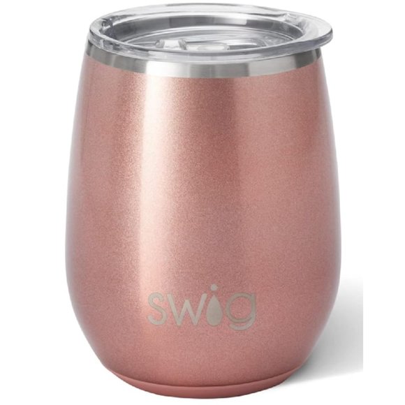 New! Swig shimmer rose gold stainless steel stemless wine cup 12oz - Picture 3 of 3